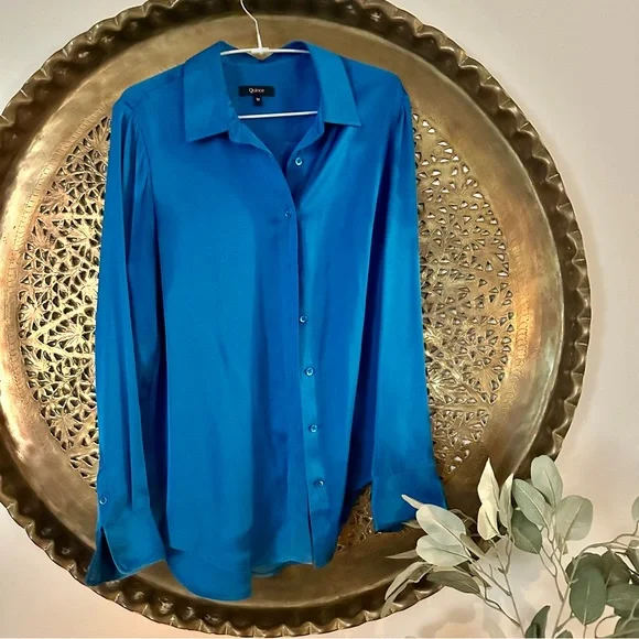 Quince washable silk blouse in “celestial”, a beautiful peacock blue - Picture 13 of 15